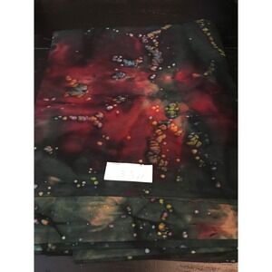 Abstract Batik Fabric 3.66 Yards Red Green Multi Color Artistic Textile Yardage